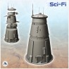 Futuristic round cone tower with roof antennas and air vents (4)