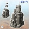Large futuristic building built on rock with multiple round towers (7)
