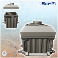 Futuristic spacecraft garage with removable door (12)