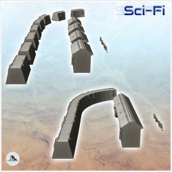 Set of futuristic protective walls and checkpoint barriers (17)