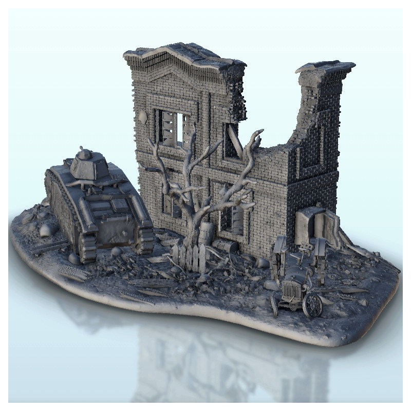 Ruins with B1-bis tank wreckage |  | Hartolia miniatures