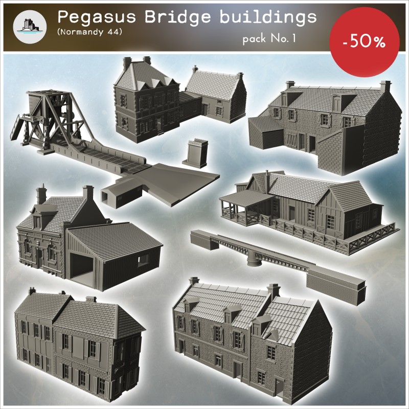 Pegasus Bridge buildings (Normandy 44) pack No. 1