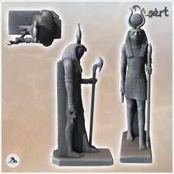 Statue du dieu égyptien Ra debout sur plateforme en pierre (6)