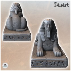 Reclining Sphinx with Nemesis on Stone Platform (9)