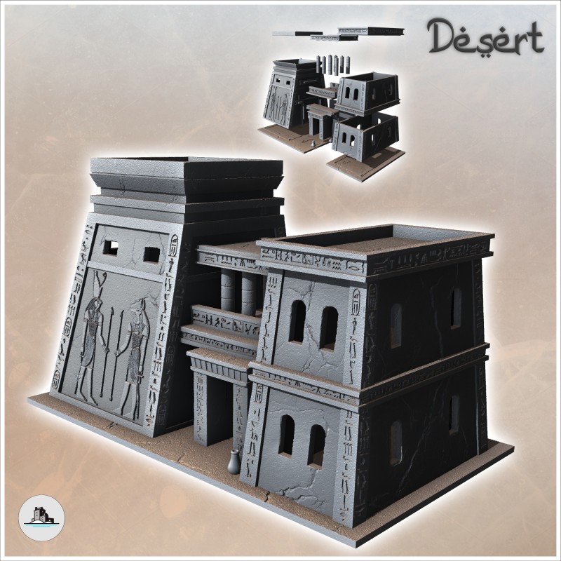 Bâtiment égyptien avec accès central et toits plats (4)