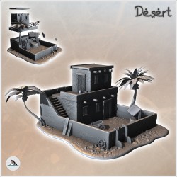 Maison désertique avec palmiers et escalier d'accès au toit (6)