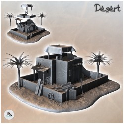 Desert house with palm tree and low walls (7)