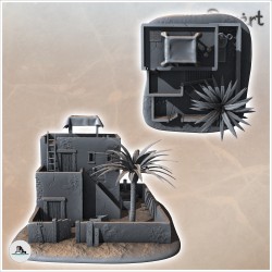 Desert house with flat double roofs and palm tree (10)
