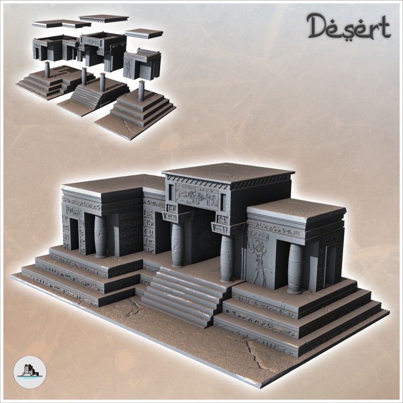 Bâtiment désertique avec large escalier d'accès et colonnes (12)