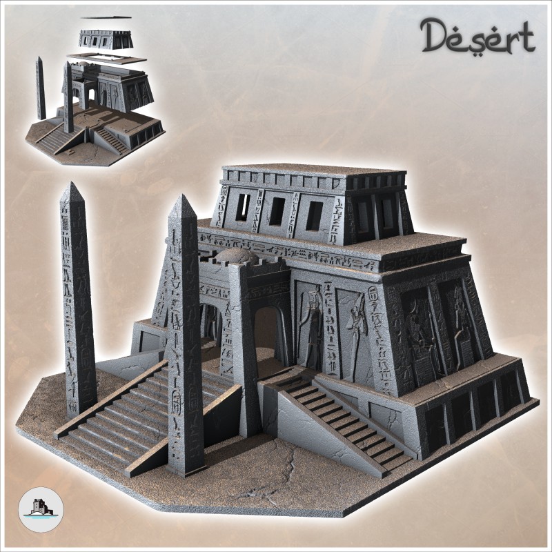 Egyptian Temple with Double Obelisk and Multiple Access Stairs (16)