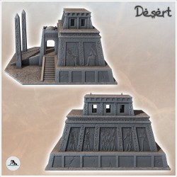 Temple égyptien avec double obélisque et multiples escaliers d'accès (16)