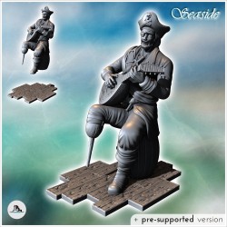 Seated pirate musician playing the lute with wooden leg (17)
