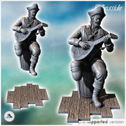 Seated pirate musician playing the lute with wooden leg (17)