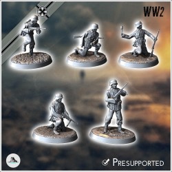 Set of five German WW2 infantry troops (with MP40 and K98k) (3)