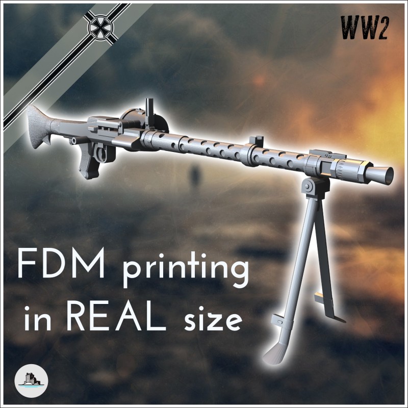 MG 34 Maschinengewehr mitrailleuse ave bipod (version FDM taille réelle)