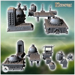 Set of medieval village accessories with well and forge (10)
