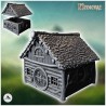 Maison hobbit médiévale avec porte ronde et murs en rondins de bois (13)
