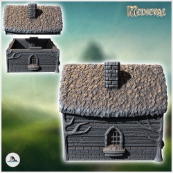 Maison hobbit avec porte ronde et fenêtre d'étage (17)