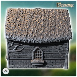 Maison hobbit avec porte ronde et fenêtre d'étage (17)
