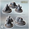 Set of three crystals and rocks on round bases (1)