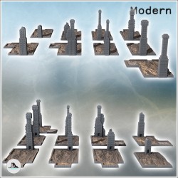 Set of nine urban brick chimneys with roof (4)