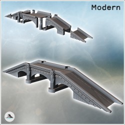 Pont moderne avec revêtement en briques, double piliers et pentes d'accès (6)