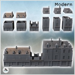 Set d'immeubles modernes endommagés à étages avec boutique en rendez-de-chaussée et multiples cheminées (9)