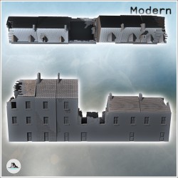 Set d'immeubles modernes endommagés à étages avec boutique en rendez-de-chaussée et multiples cheminées (9)