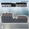 Set of damaged modern multi-story buildings with ground-floor shop and multiple chimneys (9)