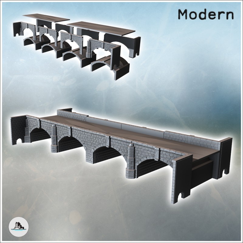 Straight stone bridge with four arches and double pillars (15)