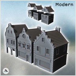 Set de trois bâtiments de style flamands baroques avec étages et colonnade (16)