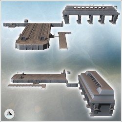 Abri bunkers pour sous-marins de type U-boote et quai avec parapet en briques et plateforme en bois (19)