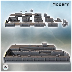Grande cale sèche portuaire pour bateau avec murs en briques et pierre, multiples escaliers d'accès et bâtiment (22)