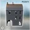 Maison moderne à deux étages en briques avec grande porte en bois et toit à la mansart (31)