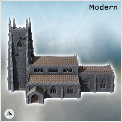 Christian church with square front Gothic tower and side annexes (41)