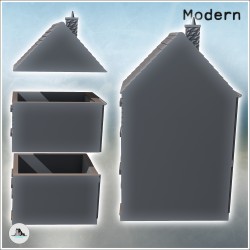 Maison à étages avec cheminée et volets endommagés (42)