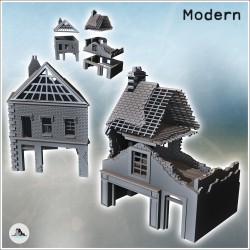 Set de deux maisons modernes en ruines avec charpente apparentes et boutique au rez-de-chaussée (45)