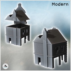 Set of two modern ruined houses with exposed framework and ground-floor shop (45)