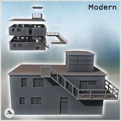 Bâtiment moderne à toit plat avec balcon d'observation et multiples fenêtres (47)