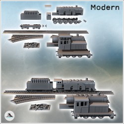 Set of steam and diesel locomotives with various types of tracks (3)