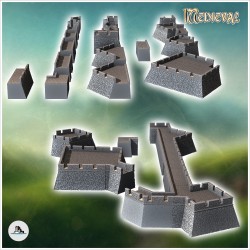 Set modulaire de murailles de défense en pierre avec fortins (2)