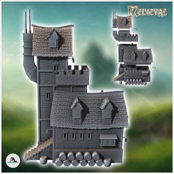 Large fortified medieval building with battlements and defensive spikes (3)