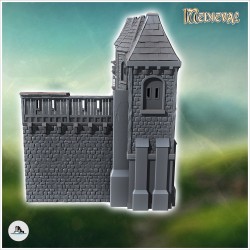 Set modulaire de murailles de défense médiévales avec tours et chemin de ronde en bois (17)