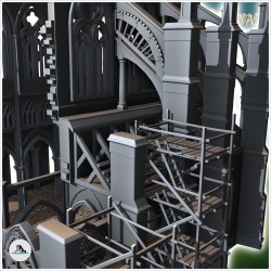 Medieval Gothic cathedral under construction with wooden scaffolding (18)