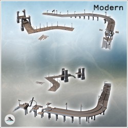 Set d'autoroute moderne urbaine avec lampadaire et pont en pierre détruit (3)