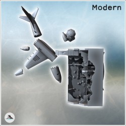 Aéroport moderne détruit avec tour de contrôle et carcasse d'avion (1)