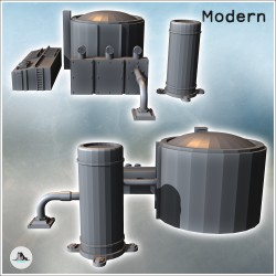 Set de bâtiments industriels avec silo de stockage et tuyaux (2)