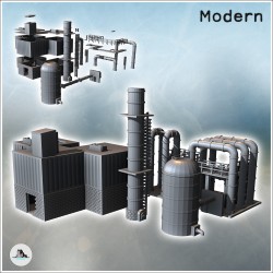 Set de bâtiments industriels avec silo de stockage et cheminée de ventilation (3)