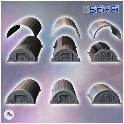 Set de trois baraquements futuristes concaves (4)