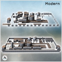 Industrial Zone Set with Railway Tracks, Railway Trains, Industrial Buildings and Enclosure (6)